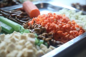 Together, we will use fresh local vegetables. at BASAMA's Kitchen in Tsuruta