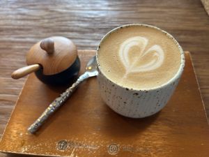 Delicious oat flat white  at Delicacy Khaolak in Phang Nga