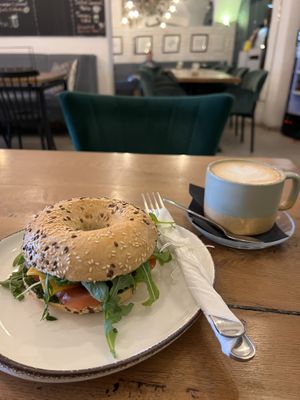 Bagel with vegan cheese  at San Domenico Caffe in Kosice
