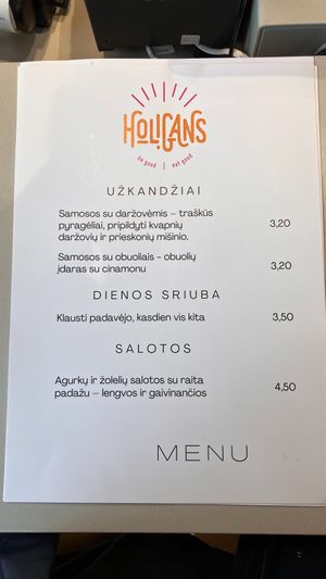 Menu (Oct 2025) at Holigans - PC Europa in Vilniaus Apskritis