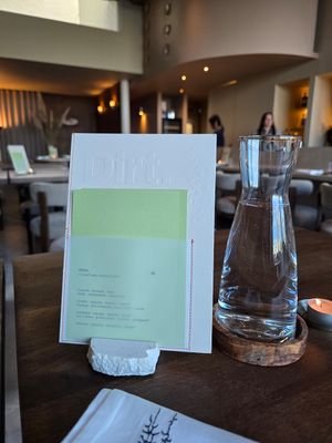 Menu , water at Dirt.  in Ghent