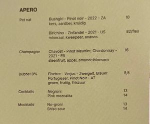 Menu april 2026 at Dirt.  in Ghent