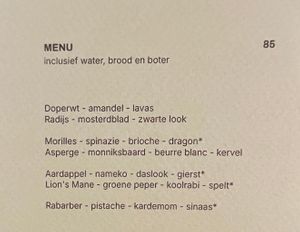 Menu april 2026 at Dirt.  in Ghent