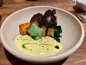 Morriles - Spinach - Brioche - Tarragon

(Menu april 2026) at Dirt.  in Ghent