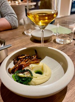 Potato - Nameko - Wild garlic - Millet

(Menu April 2026) at Dirt.  in Ghent