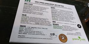 Menu, March 2019 at Avo in Nashville