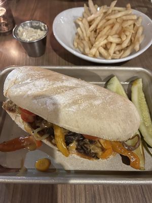 Philly Chzstk with fries and ranch  at Avo in Nashville