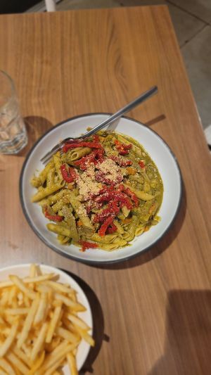 Pesto Primavera. Pistachio wallet pesto, roasted vegetables, sun dried tomatoes at Avo in Nashville