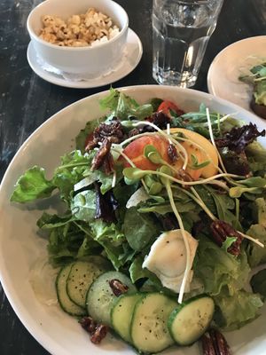 Popcorn app followed by a beautiful salad  at Avo in Nashville