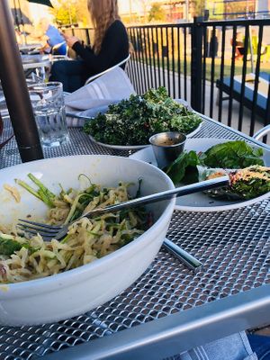 Pad Thai, Kimchi Spring Rolls, and Kale Caesar at Avo in Nashville