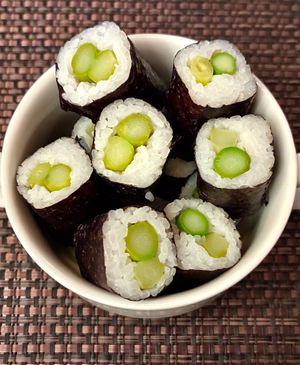 Asparagus maki at The World Eatery in Dubai