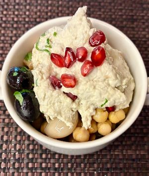 Moutabal bowl at The World Eatery in Dubai