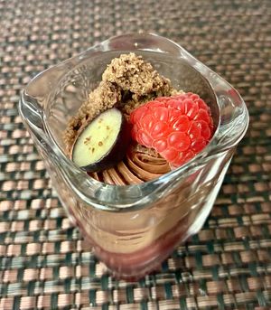 Chocolate raspberry shooter  at The World Eatery in Dubai