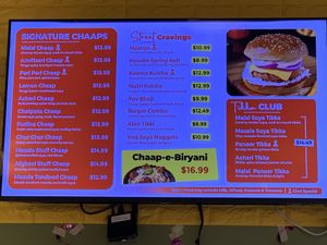 Menu1  at Punjabi Chaap - Downtown Toronto in Toronto