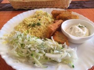 croquets w vegan dip at Ajurvedine Virtuve - Stepono in Vilnius