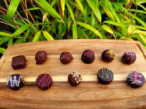 Handmade Luxury Vegan Chocolates. at Maisie's Chocolate Shop in Wales