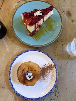 Cheesecake and pastel de nata  at Plantuguese in Bristol