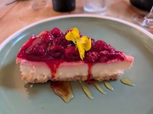 Gin & Raspberry Cheesecake (vegan) at Plantuguese in Bristol