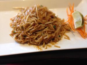 pad thai w/ soy chicken, no egg and no peanuts at Forest Thai in Staten Island