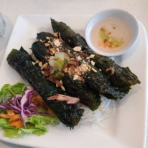 Betel leaves no more. Regret. Should listened to the waiter salad roll is better. There was nothing spectacular about the leaves, just a hint of peppery taste. Never ever order. at Tamarind Vietnamese Grill and Noodle House in Calgary