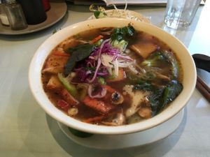 Satay tofu noodle soup at Tamarind Vietnamese Grill and Noodle House in Calgary