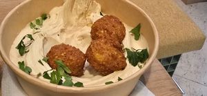 crispy on the outside, tender inside, delicious falafel (plus one that got eaten and did not make it in the picture) at studio shawarma in Grad Beograd