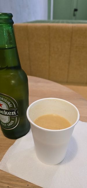 The owner kindly offered me this heartwarming lentil soup while I was waiting for my order. To be fair the cup was full, but .. got eaten before the picture was taken  at studio shawarma in Grad Beograd