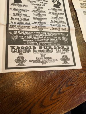 Veggie Burger menu section at The Wherehouse in Newburgh