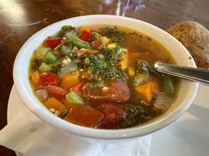 Vegetable soup  at Shambala Bakery and Bistro in Mount Vernon