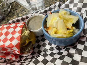 Mushroom gravy biscuit with kimchi  at Shambala Bakery and Bistro in Mount Vernon