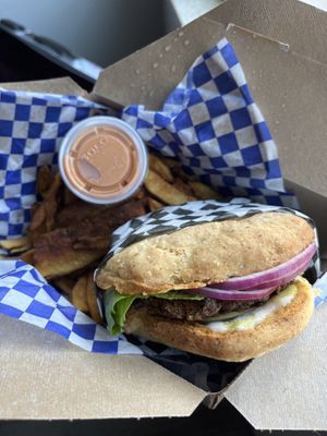 Shambala burger  at Shambala Bakery and Bistro in Mount Vernon