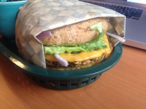 Vegan shambala burger, so good!!! at Shambala Bakery and Bistro in Mount Vernon