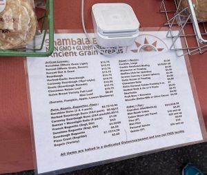 menu (@ edmonds farmers market stall)   at Shambala Bakery and Bistro in Mount Vernon