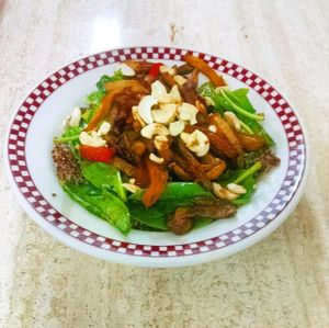 Marinated Vegetables Hot Quinoa Salad- YUM!  at Shambala Bakery and Bistro in Mount Vernon