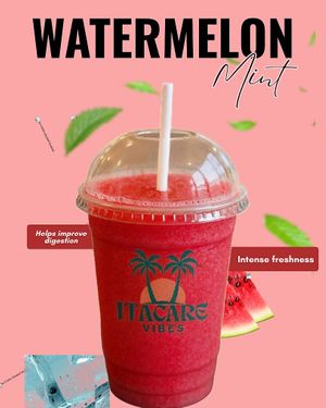 Watermelon + Mint is the perfect refreshing combo—naturally sweet, ultra-hydrating, and finished with a cool mint touch. Made fresh with 100% real fruit, with no added sugar or additives.
 at Itacaré Vibes in Bahia