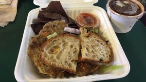 Seitanderloin sandwich  at Three Carrots - City Market in Indianapolis