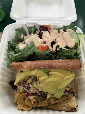 Sandwich and salad at Three Carrots - City Market in Indianapolis