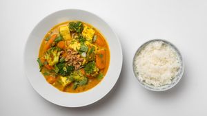 Curry made with our homemade tofu at Ravintola Vietologie  in Helsinki