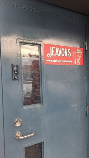 The factory entrance... Was so excited haha at Jeavons Toffee Ltd in Port Glasgow