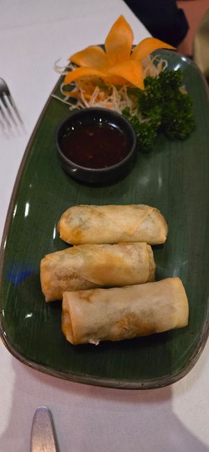 Vegan spring rolls at Koh Lanta Thai Restaurant in England