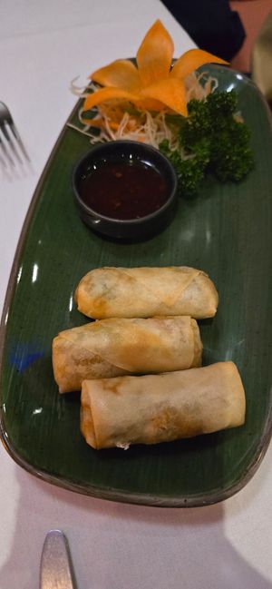 Vegan spring rolls at Koh Lanta Thai Restaurant in England