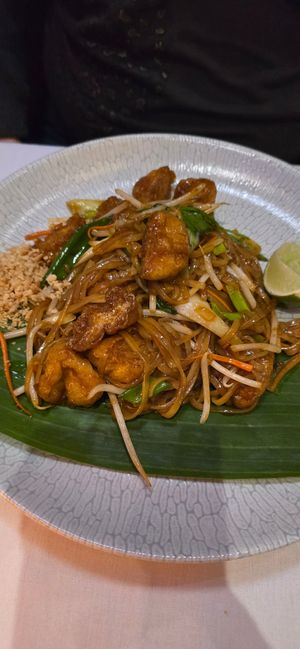 Vegan tofu pad thai at Koh Lanta Thai Restaurant in England