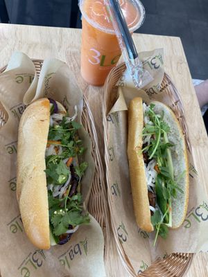 Bahn mi sandwiches and papaya smoothie  at Ba Le Sandwiches in Rockville