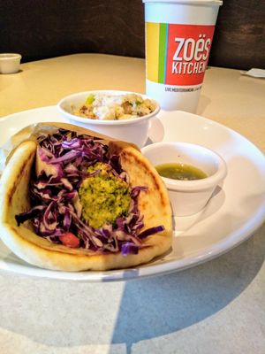 Grilled Falafel Pita and Potato Salad at Zoës Kitchen in Destin