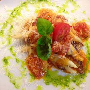 Erdäpfelnudel mit Tomaten, Basilikum  at Kraut & Ruben in Bad Hofgastein