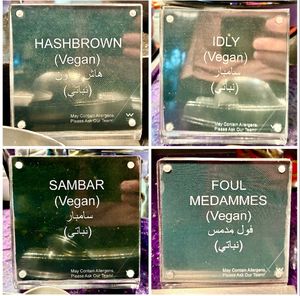 Vegan items clearly labelled  at LIV Restaurant in Dubai
