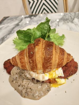 Poached Egg & Cheese Croissant at Francoville Boulangerie in Pandaan