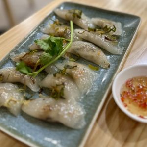 Crystal dumplingss  at Anzzie Veggie Vegetarian Restaurant in Campsie