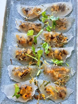 Bánh Bột Lọc (Vietnamese Crystal Dumplings)  at Anzzie Veggie Vegetarian Restaurant in Campsie