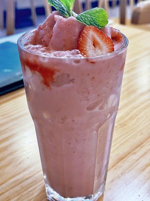 Strawberry Smoothie  at Anzzie Veggie Vegetarian Restaurant in Campsie